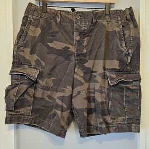 Abercrombie & Fitch Dark Brown/Green Camouflage Cargo Shorts